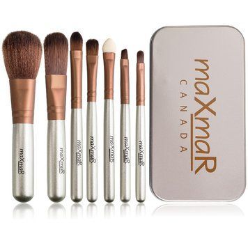 Набор кисточек для макияжа в металлическом футляре maXmaR MB-209 Silver, 7 шт MB-209 фото