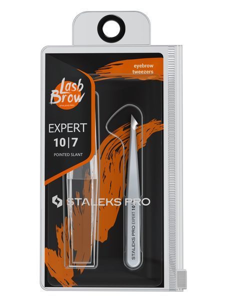 Пінцет для брів Staleks Pro Expert 10 Type 7, скошений загострений (4823126602707) TE-10/7 фото