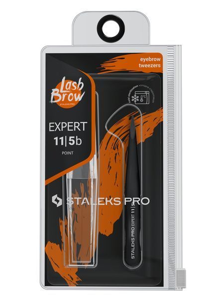 Пінцет для брів Staleks Pro Expert 11 Type 5 Black, точковий (4820241063147) TE-11/5b фото