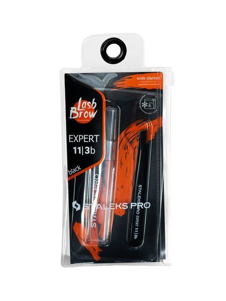 Пінцет для брів Staleks Pro Expert 11 Type 3 Black, широкий скошений (4820241063161) TE-11/3b фото