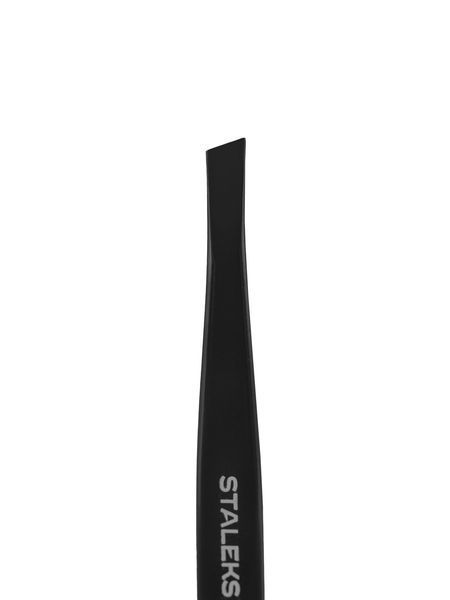 Пінцет для брів Staleks Pro Expert 11 Type 3 Black, широкий скошений (4820241063161) TE-11/3b фото