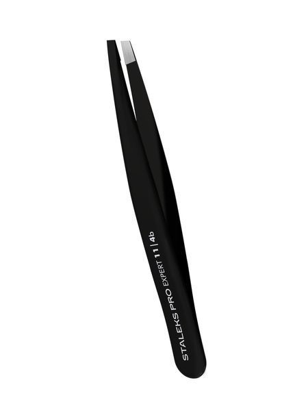 Пінцет для брів Staleks Pro Expert 11 Type 4 Black, вузький скошений (4820241063154) TE-11/4b фото