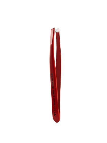 Пінцет для брів Staleks Pro Expert 11 Type 3 Red, широкий скошений (4820241063208) TE-11/3r фото