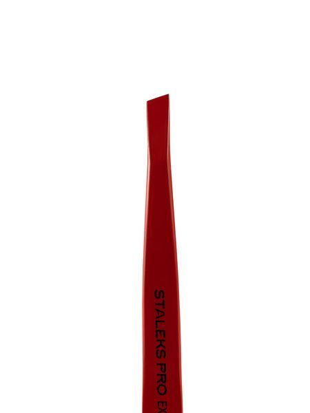 Пінцет для брів Staleks Pro Expert 11 Type 3 Red, широкий скошений (4820241063208) TE-11/3r фото