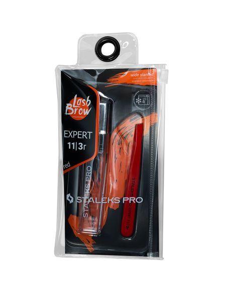 Пінцет для брів Staleks Pro Expert 11 Type 3 Red, широкий скошений (4820241063208) TE-11/3r фото