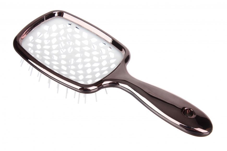 Расческа для волос массажная Cecilia Super Hair Brush хромированная, коричневая KSB-585 фото