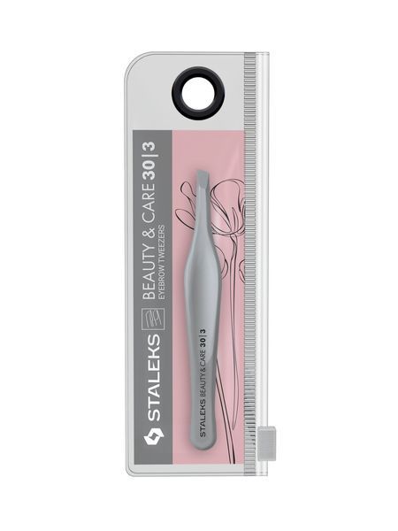 Пінцет для брів Staleks Beauty&Care 30 Type 3, широкий скошений (4820121591869) TBC-30/3 фото
