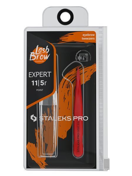 Пінцет для брів Staleks Pro Expert 11 Type 5 Red, точковий (4820241063215) TE-11/5r фото