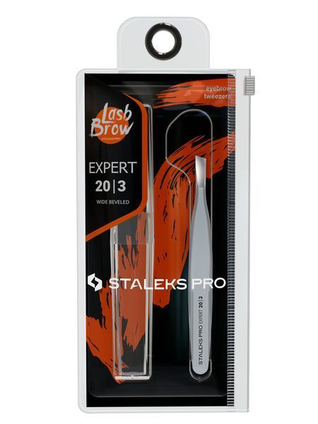 Пінцет для брів Staleks Pro Expert 20 Type 3, широкий скошений (4820121592569) TE-20/3 фото